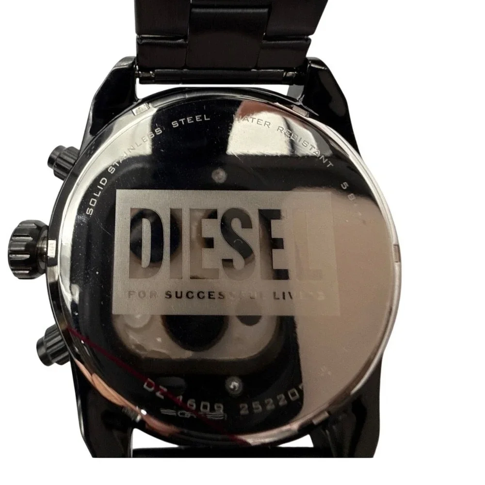 Diesel Mens Spiked Chronograph Watch DZ4609B Black Stainless Steel‎